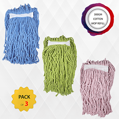 Pack of 3 UMD 300gm cotton mop refill thread , refill cotton thread , floor mop refill thread with length 30 cm and width 17.5 cm, cotton mop refill thread only