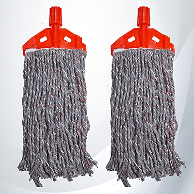 Pack of 2 pcs UMD 300gm mélange cotton mop refill for floor cleaning with thread length above 30cm and width 15 cm