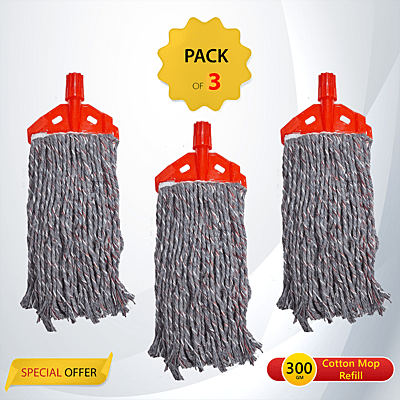 Pack of 3 pcs UMD 300gm mélange cotton mop refill for floor cleaning with length 30cm