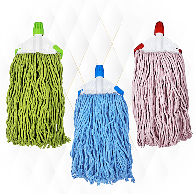 UMD 400 gm single color cotton mop pack of 3 pcs , cotton floor mop 30 cm length thread , flat mop