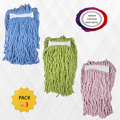 Pack of 3 UMD 400gm cotton mop refill thread , refill cotton thread , floor mop refill thread with length 30 cm and width 17.5 cm, cotton mop refill thread only