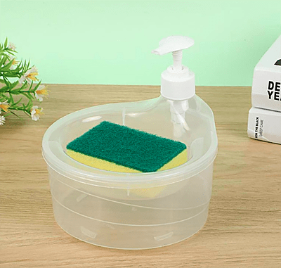 2 in 1 double layer soap oil dispenser with pump and sponge