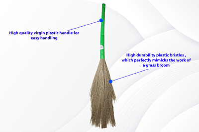 Plastic grass broom pack of 2 , plastic floor clean broom 2 pcs , sarfaraz plastic grass broom for floor , plastic no dust broom stick , plastic grass floor cleaner broom