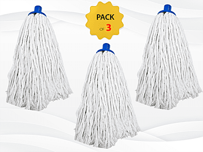 Pack of 3 pcs 300 gm round cotton mop Refill , color - white