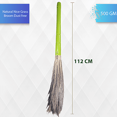 Pack of 2 First grade Natural Grass broom for sweeping home , floor sweeping , floor cleaning , dust free grass broom with length 112cm